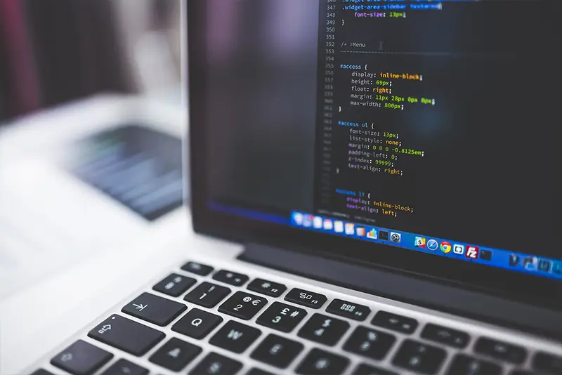 Source code on a laptop during software development