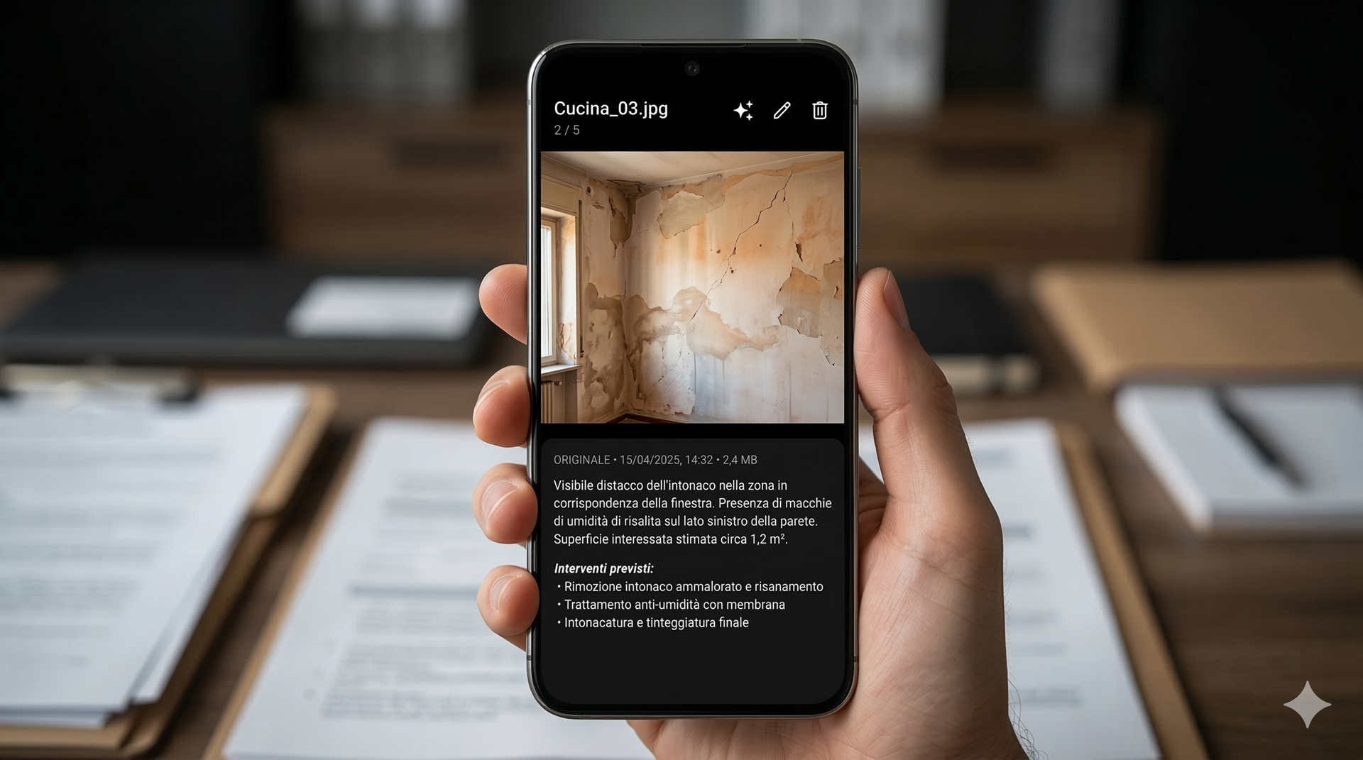 App Juster in uso durante un sopralluogo peritale