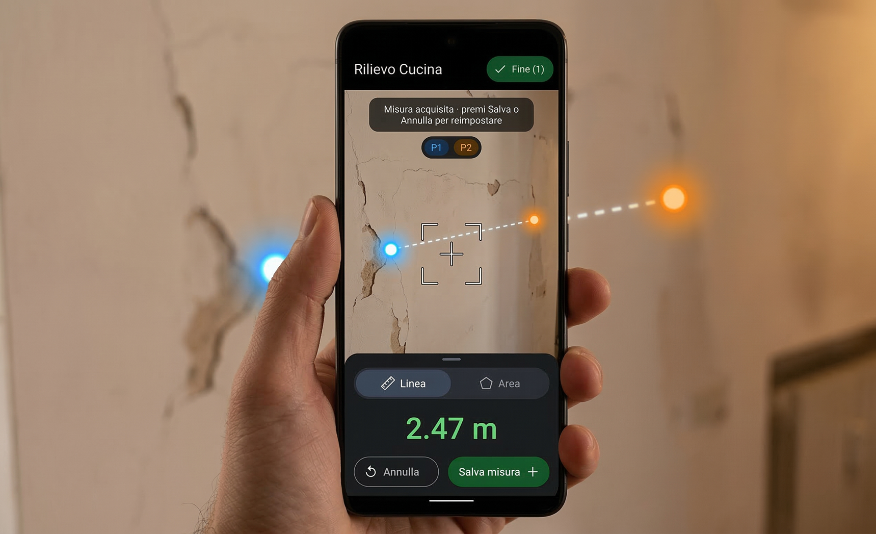 Misurazione AR dei danni con lo smartphone